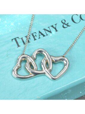 Tiffany & Co Triple Heart Necklace W/box Silver